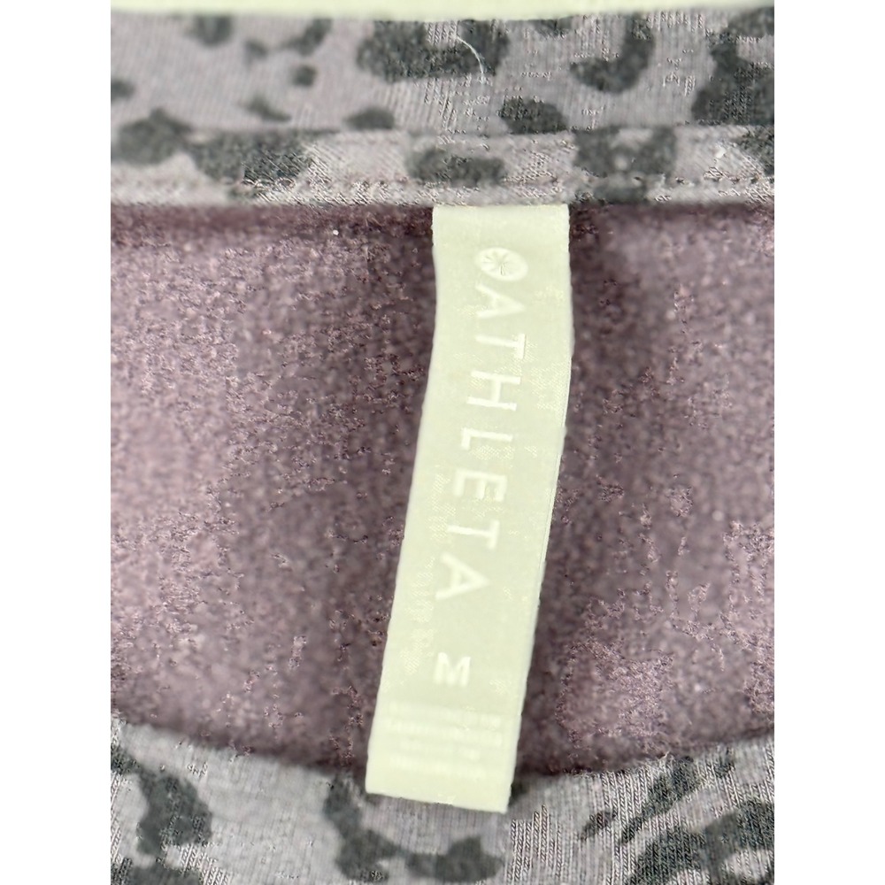 Athleta Coaster Luxe Sweatshirt Purple Leopard Print Crewneck Pullover Medium - Picture 2 of 8